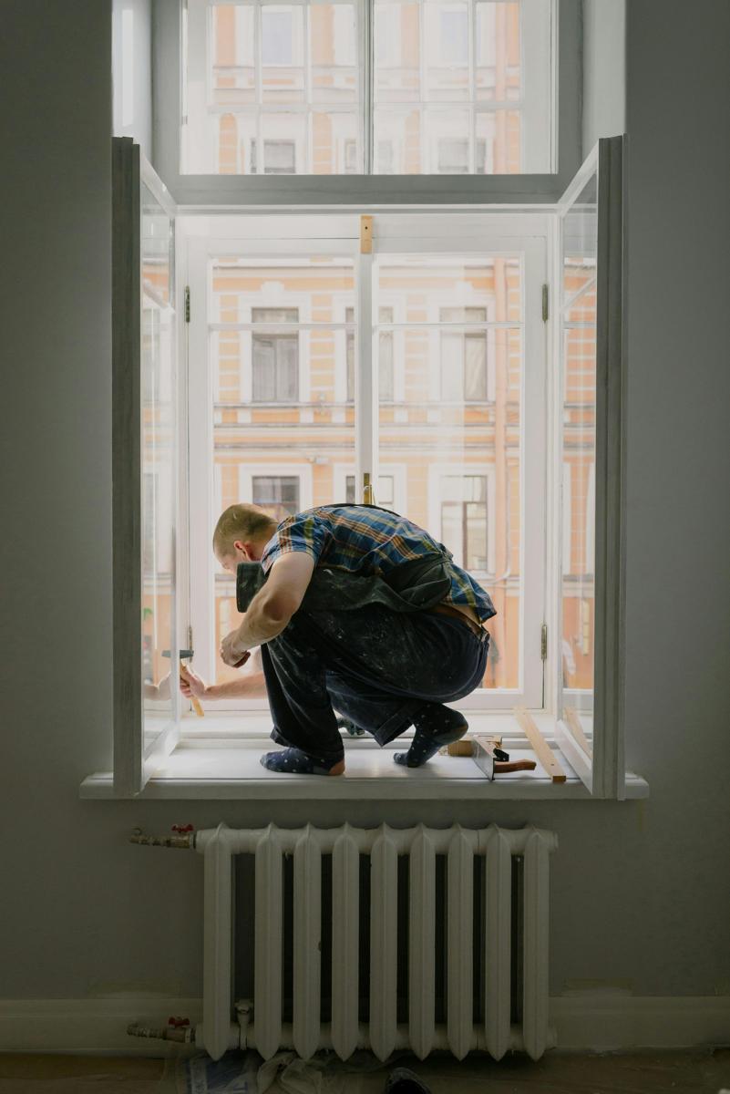 PVC window installation